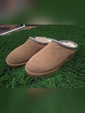 BearPaw Men's Tan Suede Slip-On Clog Loafers